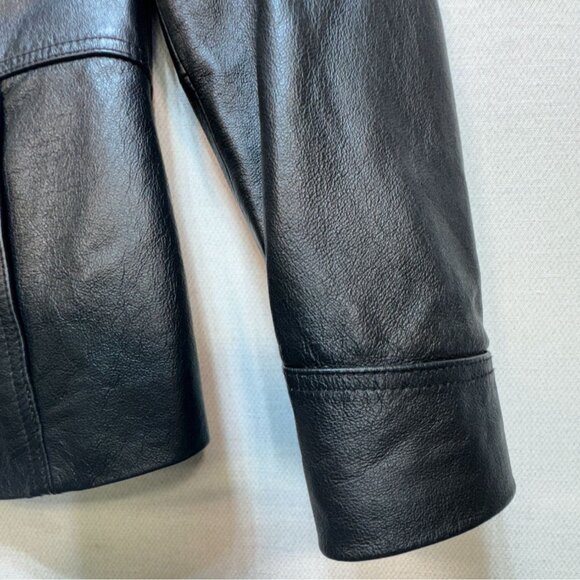 East 5th Womens Genuine Leather Moto Blazer Jacket Large Black Grunge Casual - Picture 8 of 12